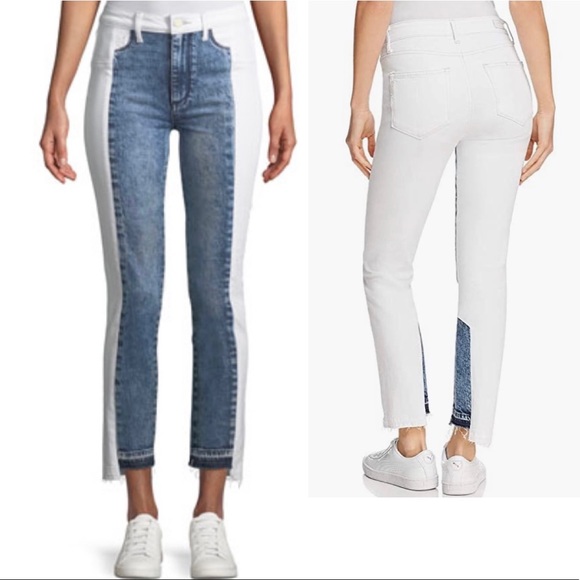 PAIGE Denim - PAIGE Two Tone Hoxton Straight Ankle Jeans